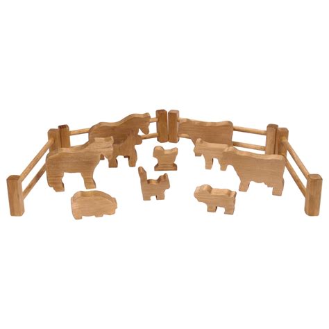 Wooden Toy Farm Animal And Fence Set 14 Pieces Etsy In 2022 Farm