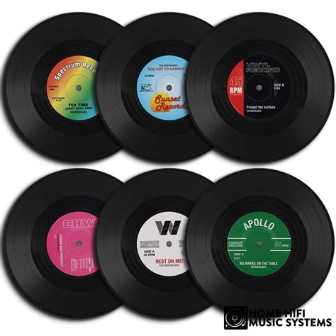 retro vinyl record coasters set     lovers