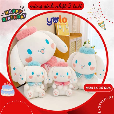 Gấu Bông Chó Cinnamorol Cao Cấp Thú Nhồi Bông Cinnamoroll đội Mũ Hàng