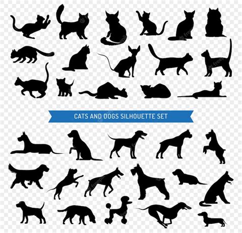 Conjunto De Silueta Negra Para Perros Y Gatos Vector Gratis