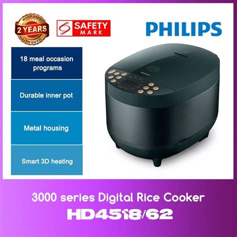 Philips Hd451862 3000 Series Digital Rice Cooker With 2 Years Warranty