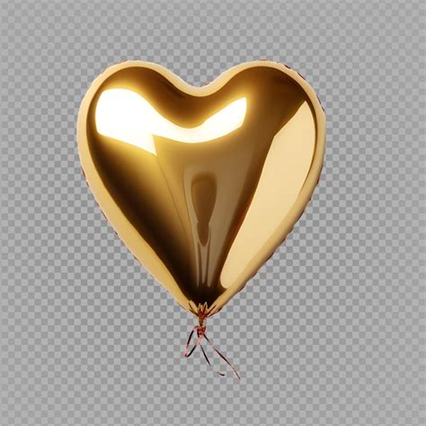 Ballon Doré En Forme De Coeur Isolé Sur Fond Transparent Ballon D amour