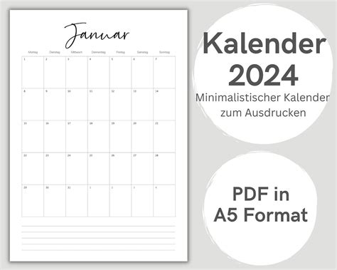 Printable Calendar Monthly Planner A Size Minimalist