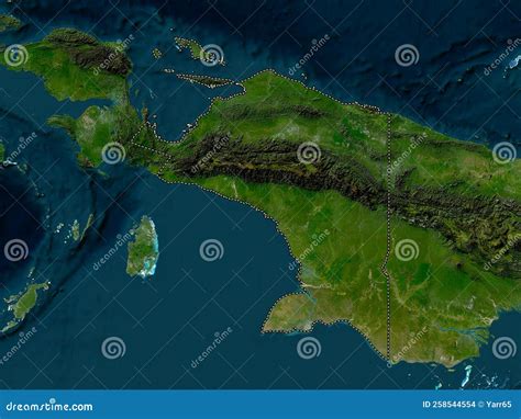 Papua Indonesia Low Res Satellite No Legend Stock Illustration