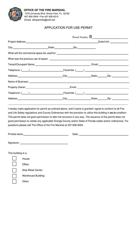 Orange County Florida Application For Use Permit Fill Out Sign