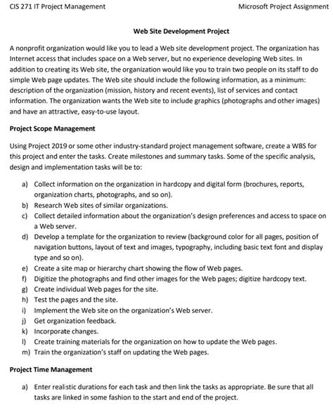 Solved Cis 271 It Project Management Microsoft Project