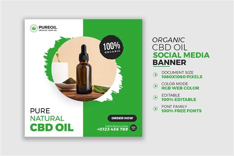 Organic Cbd Oil Social Media Template Graphic By Rashed Hasan