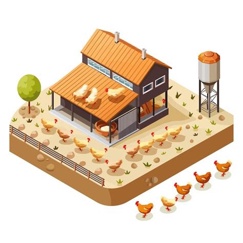 Une Illustration De Dessin Anim D Une Ferme De Poulets Avec Des