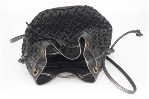 Leather Weave Crossbody Bucket Bag Gem