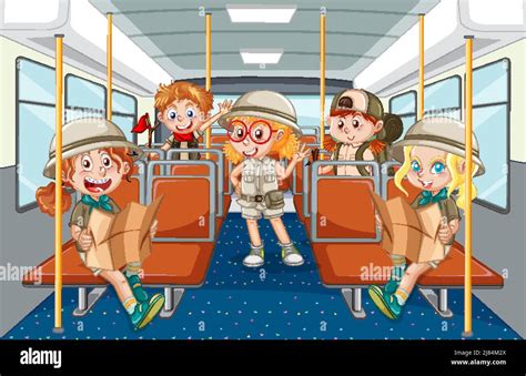 Inside bus with people cartoon illustration Stock Vector Image & Art - Alamy