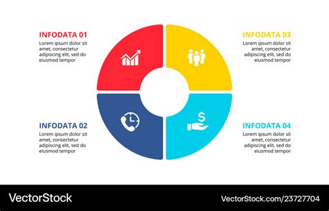 Flat Circle Element For Infographic With 4 Parts Vector Image