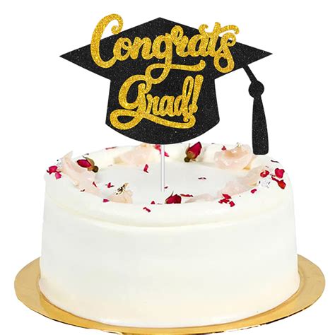 Buy Glitter Black Gold Graduation Hat Cake Topper Congrats Grad Cake