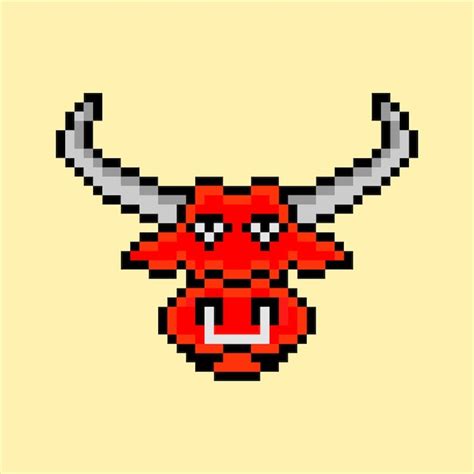 Premium Vector Bull Head With Pixel Art Vector Illustration