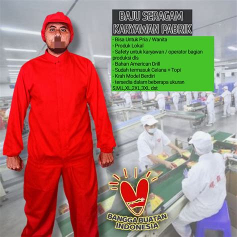 Jual Seragam Karyawan Pabrik Custom Kerja Makanan Safety K3 Udang