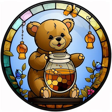 Premium Ai Image Arafed Teddy Bear Holding A Jar Of Honey And A