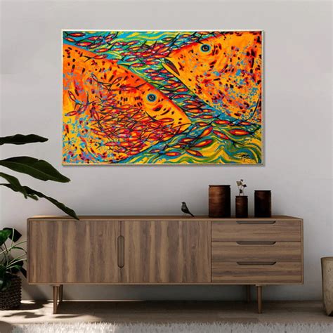 Quadro Abstrato Peixes X Elo Produtos Especiais