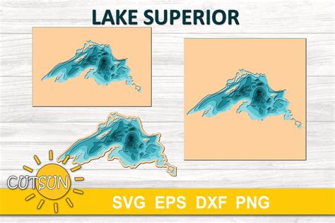 Layered Lake Superior Map Svg Eps Dxf Layers Cricut Silhouette