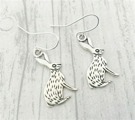 Silver Hare Earrings Hare Earrings Hare Jewellery Hare Etsyde