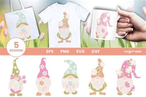 Flowers Gnome Svg Bundle Clipart Graphic By Svgocean · Creative Fabrica