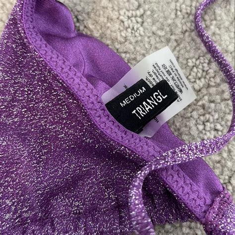 Triangl Vinca Purple Sparkle Bikini Barely Worn Top Depop