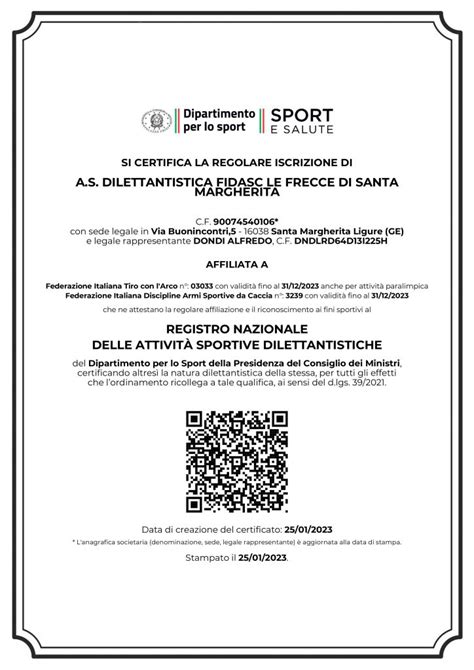 Riconoscimento Registro Sport Salute