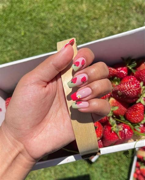 Strawberry Nails Berry Nails Cute Gel Nails Pretty Acrylic Nails