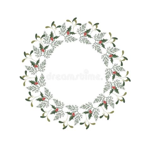 Christmas Wreath with Holly. Vector Stock Vector - Illustration of ...