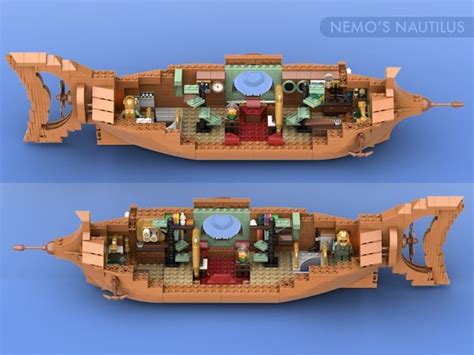 Two Pictures Of A Boat Made Out Of Legos