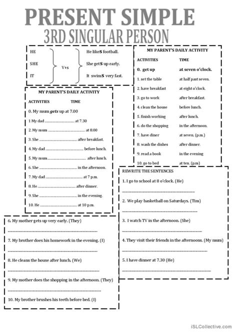 Present Simple 3rd Person Singular English ESL 51 OFF