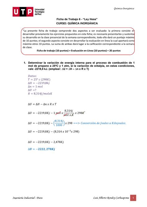 U S Ficha De Trabajo Ley De Hess Ficha De Trabajo Ley Hess