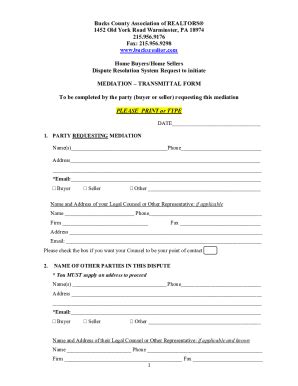 Fillable Online DRS Transmittal Form New Bucks County Association Of