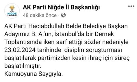 Niğdede Jandarma komutanına küfür eden AK Partili aday için ihraç