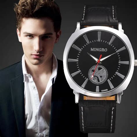 Luxury Mens Watches Business Bracelet Top Brand Leather Band ...