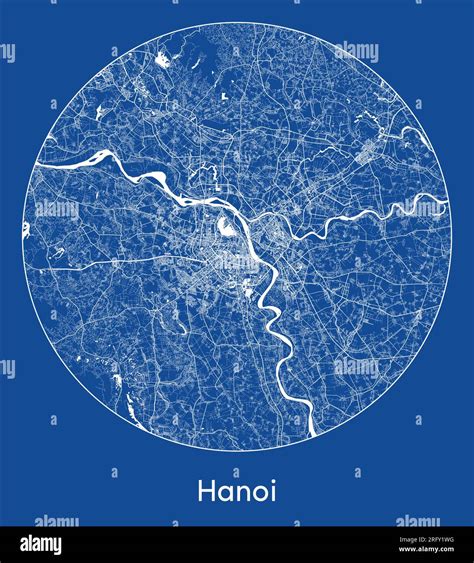 City Map Hanoi Vietnam Asia Blue Print Round Circle Vector Illustration