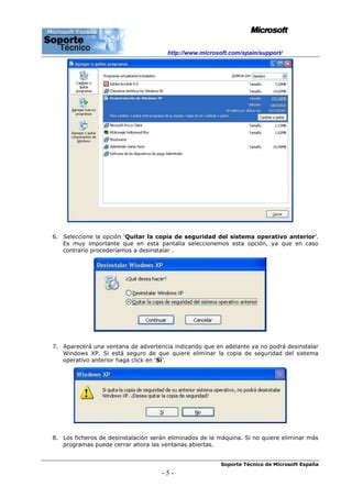 Desinstalacion De Windows Xp PDF