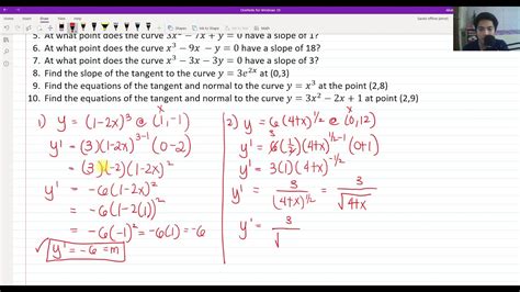 Tangent And Normal Lines Slope Of Curves Application Of Derivatives