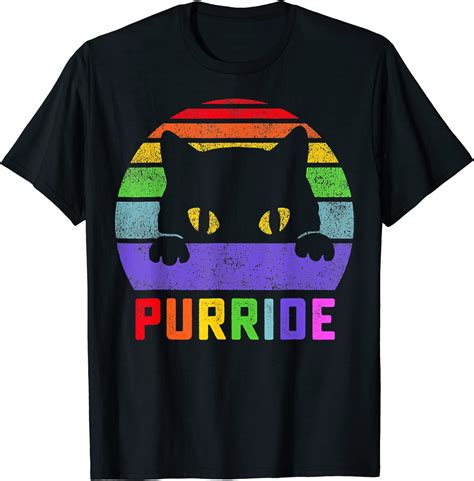 Pride Cat Purride Gay Lgbtq Rainbow Flag Retro Style T Shirt