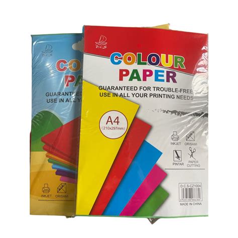 Colored Paper 100 Sheets Per Pack A4 Size Shopee Malaysia