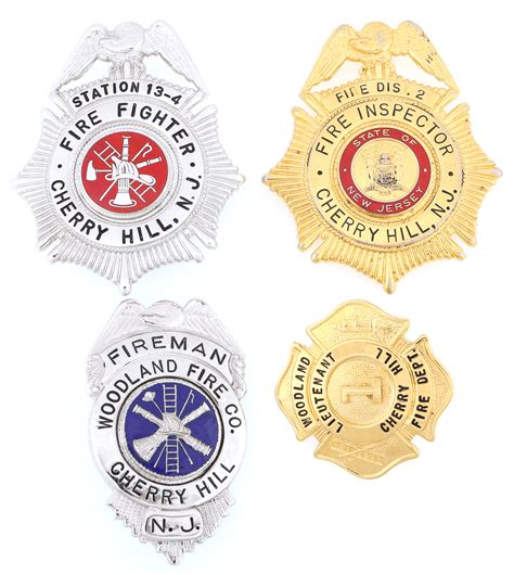 Lot Detail Cherry Hill New Jersey Fire Badges Lot Of Four