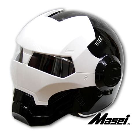 Masei Black White Atomic Man Open Face Motorcycle Helmet For Harley