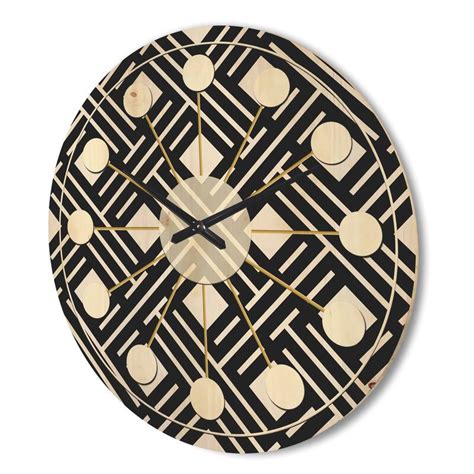 Designart Monochrome Geometric Pattern Ii Mid Century Modern Wood