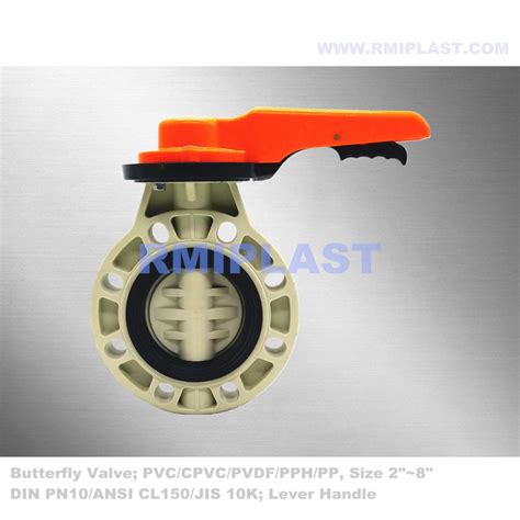 Wafer Type Pp Pph Ppgf Frpp Butterfly Valve By Din Pn Dn Dn Dn