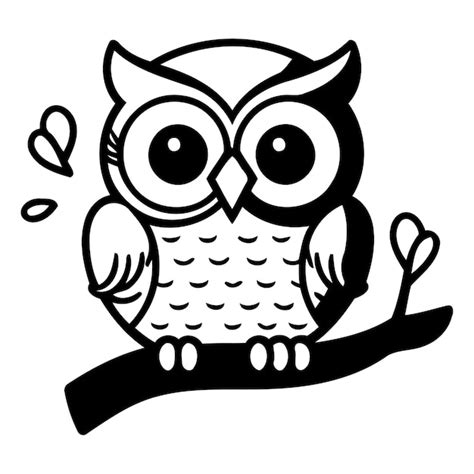 Mignon Hibou De Dessin Anim Assis Sur Une Branche Illustration