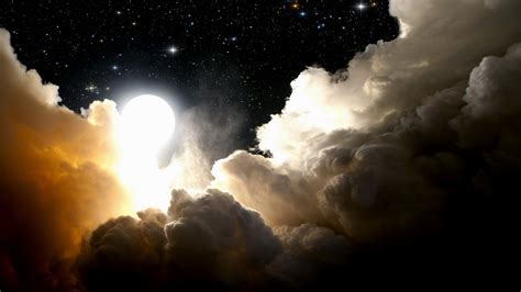 Wallpaper Sunlight Night Stars Moon Clear Sky Atmosphere Cloud Darkness 1920x1080 Px