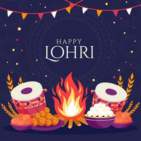 Premium Vector Flat Illustration For Lohri Festival