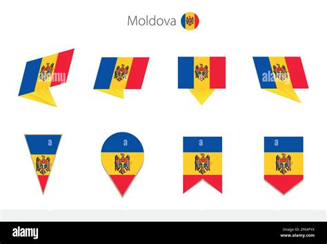 Moldova National Flag Collection Eight Versions Of Moldova Vector