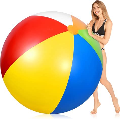 Giant Beach Ball Jumbo Inflatable Beach Ball Large Rainbow Color Beach ...