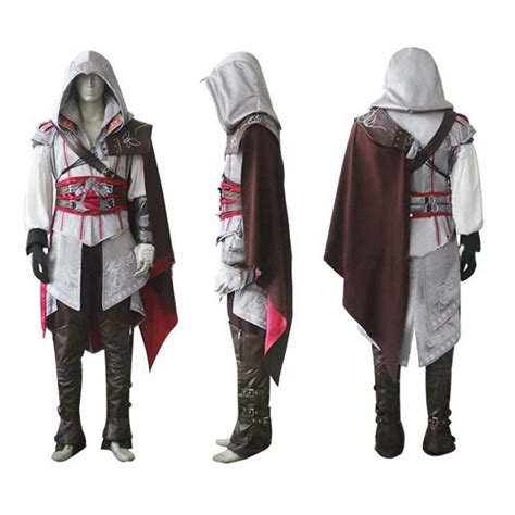 Ezio Auditore Da Firenze Cosplay Costumes Assassin Robes With Brown