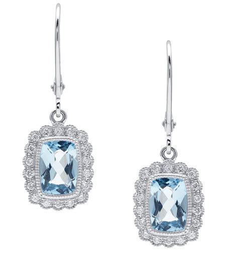 Aquamarine Drop Earrings - Stones Diamonds