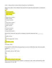 Unit Challenge Analyzing Financial Statements Odt Unit